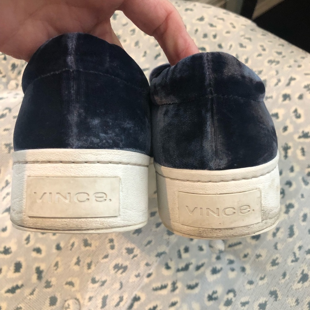 Vince Navy Velvet Slip-On Sneakers with White Sole - Picture 4 of 6